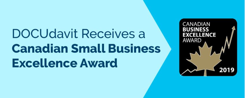 DOCUdavit receives a canadian small business excellence award.